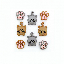 Пуговицы декоративные "HAPPY KITTIES" ~25 x 22 - 29 x 27 мм, 8 шт 9349